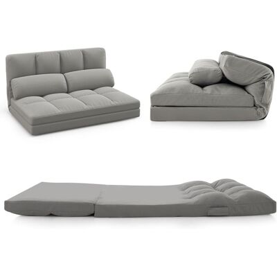 Costway - Sofá Cama De 2 Plazas, Sofá Convertible Con Respaldo Ajustable En 6 Posiciones, Funda De Terciopelo Y 2 Almohadas, Cama Plegable Para Dormitorio, Sala De Estar (gris Claro) Costway - Sofá Cama De 2 Plazas, Sofá Convertible Con Respaldo Ajustable En 6 Posiciones, Funda De Terciopelo Y 2 Almohadas, Cama Plegable Para Dormitorio, Sala De Estar (gris Claro)