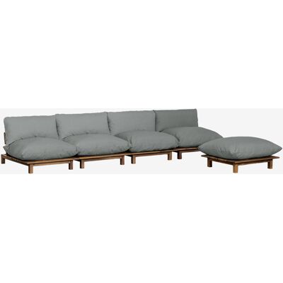 Sofá Modular Reclinable De 4 Piezas Con Puff En Madera De Acacia Brina Sklum Sofá Modular Reclinable De 4 Piezas Con Puff En Madera De Acacia Brina Sklum