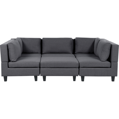 BELIANI Sofá Modular Moderno 5 Plazas Tapizado Tela Poliéster Respaldo Acolchado Con Otomana Forma De U Gris Oscuro Unstad BELIANI Sofá Modular Moderno 5 Plazas Tapizado Tela Poliéster Respaldo Acolchado Con Otomana Forma De U Gris Oscuro Unstad