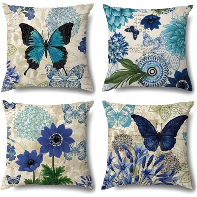 OEM Fundas De Cojín Decorativas De 45x45 Cm Con Estampado Floral De Mariposas Para Sofá, Silla, Cama Y Sala De Estar. Juego De 4 Fundas De Lino Con Flores Turquesas De Estilo Bohemio. Decoración Vintage E OEM Fundas De Cojín Decorativas De 45x45 Cm Con Estampado Floral De Mariposas Para Sofá, Silla, Cama Y Sala De Estar. Juego De 4 Fundas De Lino Con Flores Turquesas De Estilo Bohemio. Decoración Vintage E