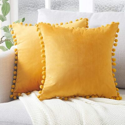 OEM 2 Fundas De Cojín De Terciopelo Suave De 45x45 Cm Con Diseño De Albóndigas, Decoración Moderna Para Sofá De Salón/dormitorio - Funda De Cojín Amarillo Mostaza OEM 2 Fundas De Cojín De Terciopelo Suave De 45x45 Cm Con Diseño De Albóndigas, Decoración Moderna Para Sofá De Salón/dormitorio - Funda De Cojín Amarillo Mostaza