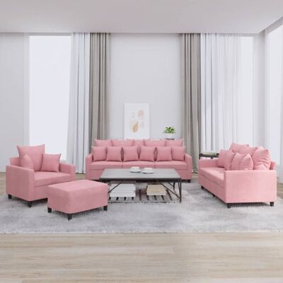 Conjunto de Sofás de Terciopelo Rosa vidaXL - Muebles para Salón Conjunto de Sofás de Terciopelo Rosa vidaXL - Muebles para Salón