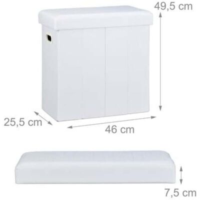 Helloshop26 - Taburete Banco Banco Puf Almacenaje Plegable 50 Litros Blanco 130002776 Helloshop26 - Taburete Banco Banco Puf Almacenaje Plegable 50 Litros Blanco 130002776