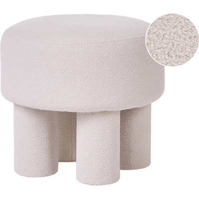 BELIANI Puf Otomana Moderno Totalmente Tapizado Estilo Cottage Retro Tapizado En Bouclé Blanco Crema Canby BELIANI Puf Otomana Moderno Totalmente Tapizado Estilo Cottage Retro Tapizado En Bouclé Blanco Crema Canby