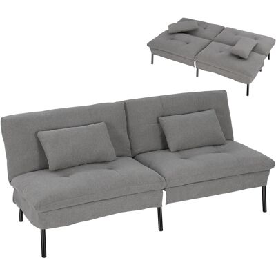 Woltu Sofá Cama De 2 Plazas En Tela Efecto Lino Con 2 Cojines Para Salón Y Dormitorio, Gris Oscuro Woltu Sofá Cama De 2 Plazas En Tela Efecto Lino Con 2 Cojines Para Salón Y Dormitorio, Gris Oscuro