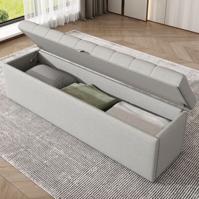 KELLANY Ottomana, Banco Tapizado, 14141.547 Cm (lwh), Banco Tapizado, Taburete De Cama, Banco Con Almacenamiento, Gris Claro KELLANY Ottomana, Banco Tapizado, 14141.547 Cm (lwh), Banco Tapizado, Taburete De Cama, Banco Con Almacenamiento, Gris Claro