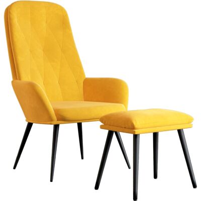 VIDAXL Sillón Relax con Taburete - Terciopelo Amarillo Mostaza VIDAXL Sillón Relax con Taburete - Terciopelo Amarillo Mostaza