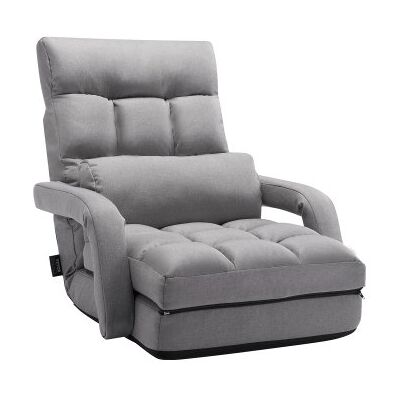 OEM Silla De Suelo, Sillón De Suelo Con 5 Posiciones Ajustables Y Respaldo, Sillón Plegable Con Reposabrazos Para Adultos, Sofá Cama Con Cojín De Respaldo Para Sala De Estar Y Dormitorio, Gris OEM Silla De Suelo, Sillón De Suelo Con 5 Posiciones Ajustables Y Respaldo, Sillón Plegable Con Reposabrazos Para Adultos, Sofá Cama Con Cojín De Respaldo Para Sala De Estar Y Dormitorio, Gris