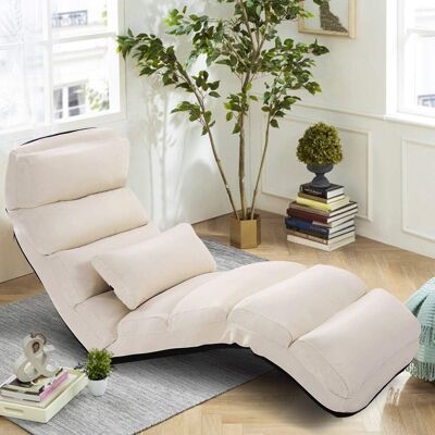 Costway - Sillón Plegable, Sofá Acolchado Regulable En 5 Posiciones, Sillón De Suelo A Ras (beige) Costway - Sillón Plegable, Sofá Acolchado Regulable En 5 Posiciones, Sillón De Suelo A Ras (beige)