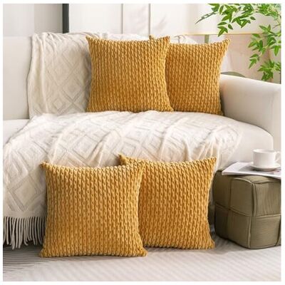 OEM Juego De 4 Fundas De Cojín Decorativas De Color Amarillo Mostaza, De 45 X 45 Cm, De Pana, Ideales Para Camas, Sofás Y Salas De Estar. Fundas De Cojín Cuadradas Y Suaves. OEM Juego De 4 Fundas De Cojín Decorativas De Color Amarillo Mostaza, De 45 X 45 Cm, De Pana, Ideales Para Camas, Sofás Y Salas De Estar. Fundas De Cojín Cuadradas Y Suaves.