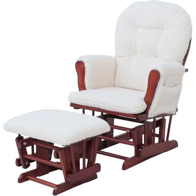 DÉCOSHOP26 Illón Relax Mecedora Con Reposapiés Tela Borreguito Marfil Estructura De Madera De Hevea 04000968 DÉCOSHOP26 Illón Relax Mecedora Con Reposapiés Tela Borreguito Marfil Estructura De Madera De Hevea 04000968
