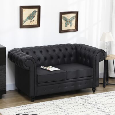PZCC Sofá De Dos Plazas Estilo Chesterfield De Piel Sintética, Sofá De Dos Plazas Capitoné Para Sala De Estar Con Reposabrazos Y Acolchado Grueso, Sofá Con Patas De Madera De Caucho Para Sala De Estar Y Of PZCC Sofá De Dos Plazas Estilo Chesterfield De Piel Sintética, Sofá De Dos Plazas Capitoné Para Sala De Estar Con Reposabrazos Y Acolchado Grueso, Sofá Con Patas De Madera De Caucho Para Sala De Estar Y Of