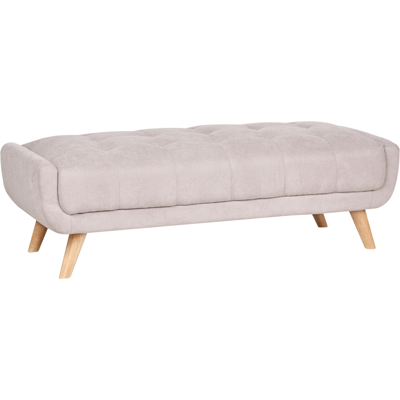 BELIANI Otomana Rectangular Tapizado De Tela Con Patas De Madera Estilo Retro Gris Pardo Habo BELIANI Otomana Rectangular Tapizado De Tela Con Patas De Madera Estilo Retro Gris Pardo Habo