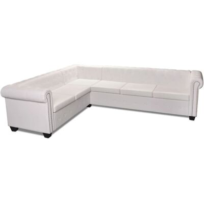 HELLOSHOP26 Sofá Esquinero Chesterfield De 6 Plazas En Piel Sintética Blanca 020019677 HELLOSHOP26 Sofá Esquinero Chesterfield De 6 Plazas En Piel Sintética Blanca 020019677