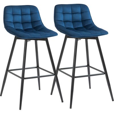 IROVAMI 2 Sillones Altos De Estilo Escandinavo Con Respaldo Y Reposapiés, Sillones Con Respaldo En Tela Tipo Terciopelo Y Metal, 45x47x88 Cm, Azul IROVAMI 2 Sillones Altos De Estilo Escandinavo Con Respaldo Y Reposapiés, Sillones Con Respaldo En Tela Tipo Terciopelo Y Metal, 45x47x88 Cm, Azul