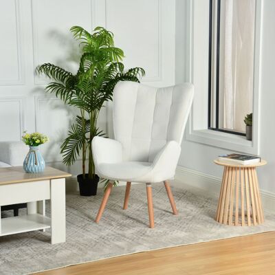 Meubles Cosy Sillón Escandinavo Con Cómodo Respaldo Y Reposabrazos, Confeccionado En Tela De Rizo Con Aspecto De Piel De Oveja Y Pespuntes Decorativos. Meubles Cosy Sillón Escandinavo Con Cómodo Respaldo Y Reposabrazos, Confeccionado En Tela De Rizo Con Aspecto De Piel De Oveja Y Pespuntes Decorativos.
