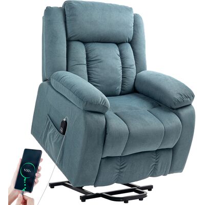 Homcom Sillón Relax Reclinable Eléctrico Levanta Personas, Con Puerto Usb, Control Remoto, Asiento Ancho, Reposapiés, Bolsillos Laterales, Azul Homcom Sillón Relax Reclinable Eléctrico Levanta Personas, Con Puerto Usb, Control Remoto, Asiento Ancho, Reposapiés, Bolsillos Laterales, Azul
