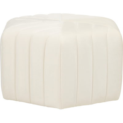 BELIANI Puf De Terciopelo Blanco Crema 53 X 29 Cm Geométrico Sala De Estar Murietta BELIANI Puf De Terciopelo Blanco Crema 53 X 29 Cm Geométrico Sala De Estar Murietta