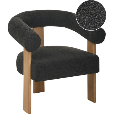 Beliani - Sillón Retro Salón Tapizado De Bouclé Patas De Madera Negro Y Marrón Oscuro Ilbro Beliani - Sillón Retro Salón Tapizado De Bouclé Patas De Madera Negro Y Marrón Oscuro Ilbro
