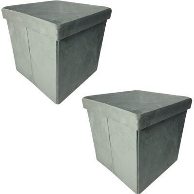 OEM Dos Pufs Gris Claro Con Espacio De Almacenamiento Para Salón O Dormitorio, Plegables, De Terciopelo, Juego De 2, 38x38x37 Begryf OEM Dos Pufs Gris Claro Con Espacio De Almacenamiento Para Salón O Dormitorio, Plegables, De Terciopelo, Juego De 2, 38x38x37 Begryf