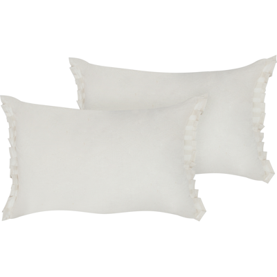 Juego de 2 Cojines Decorativos de Lino - 30x45 cm, Blanco Crem, Volantes, Lazos - Decoración Juego de 2 Cojines Decorativos de Lino - 30x45 cm, Blanco Crem, Volantes, Lazos - Decoración