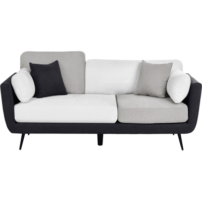 BELIANI Sofá Tapizado 3 Plazas Con Reposabrazos Patas Macizas Cojines Adicionales Negro Con Blanco Y Gris Bolga BELIANI Sofá Tapizado 3 Plazas Con Reposabrazos Patas Macizas Cojines Adicionales Negro Con Blanco Y Gris Bolga