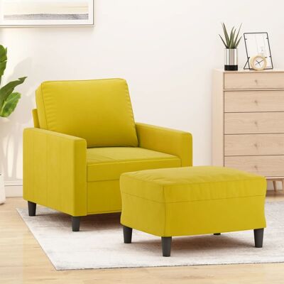Sillón Con Taburete Terciopelo Amarillo 60 Cm Vidaxl Sillón Con Taburete Terciopelo Amarillo 60 Cm Vidaxl