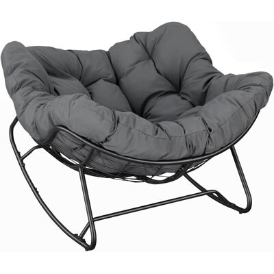 Woltu Mecedora Ovalada, Capacidad De Carga De 150 Kg, Poliéster, Con Patas Curvas, Color Gris Oscuro. Woltu Mecedora Ovalada, Capacidad De Carga De 150 Kg, Poliéster, Con Patas Curvas, Color Gris Oscuro.