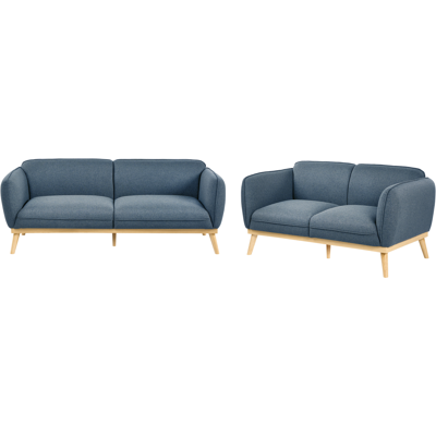 BELIANI Conjunto De Sala De Estar De Estilo Escandinavo Sofás De 2 Y 3 Plazas Con Patas Cónicas De Madera Tapizado Fácil De Limpiar Azul Ljung BELIANI Conjunto De Sala De Estar De Estilo Escandinavo Sofás De 2 Y 3 Plazas Con Patas Cónicas De Madera Tapizado Fácil De Limpiar Azul Ljung