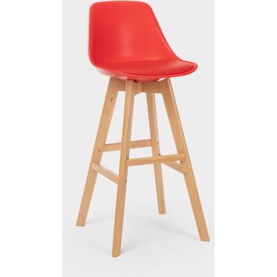 SUPERSTOOL Taburete Alto Con Cojín De Diseño Escandinavo Para Bar Y Cocinawillis Wood - Rojo SUPERSTOOL Taburete Alto Con Cojín De Diseño Escandinavo Para Bar Y Cocinawillis Wood - Rojo