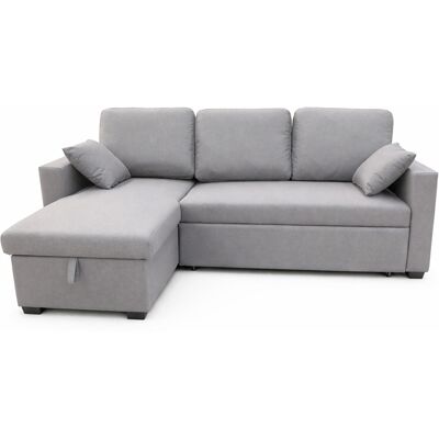 CONCEPT-USINE Sofá Esquinero Convertible De 3 Plazas Con Baúl En Tela Gris Celbridge CONCEPT-USINE Sofá Esquinero Convertible De 3 Plazas Con Baúl En Tela Gris Celbridge