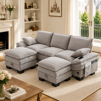KELLANY Modulares Sofá De 3 Plazas Cordsofa (con 2 Otomanas) – Amplia Superficie De Asiento, Diseño Ergonómico, Acolchado De Espuma De Alta Densidad, Conexión Usb-c Y Bolsillos Laterales. Ideal Para Sala De E KELLANY Modulares Sofá De 3 Plazas Cordsofa (con 2 Otomanas) – Amplia Superficie De Asiento, Diseño Ergonómico, Acolchado De Espuma De Alta Densidad, Conexión Usb-c Y Bolsillos Laterales. Ideal Para Sala De E