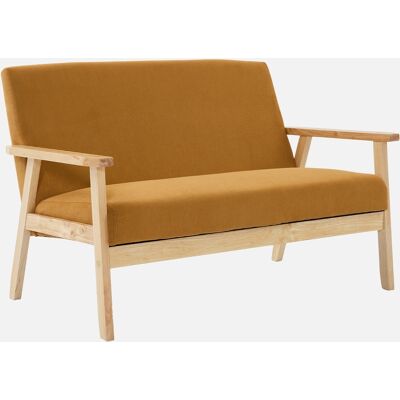 Sweeek - Sofá-banco 2 Plazas, Pana, Patas De Madera, Isak Pana, Mostaza, 114x69.5x73 Cm Sweeek - Sofá-banco 2 Plazas, Pana, Patas De Madera, Isak Pana, Mostaza, 114x69.5x73 Cm