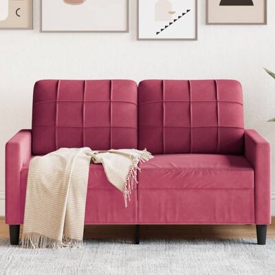 vidaXL Sofá de Terciopelo 2 Plazas - Rojo Tinto - Confort y Modernidad vidaXL Sofá de Terciopelo 2 Plazas - Rojo Tinto - Confort y Modernidad