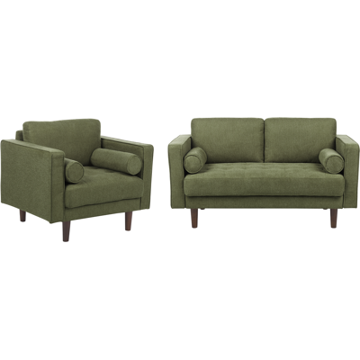 Conjunto de Sofá Beliani - Tela Verde 2 Plazas y Sillón - Salón Conjunto de Sofá Beliani - Tela Verde 2 Plazas y Sillón - Salón