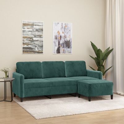 Sofá de Terciopelo de 3 Plazas VIDAXL con Taburete - Sofá Sofá de Terciopelo de 3 Plazas VIDAXL con Taburete - Sofá