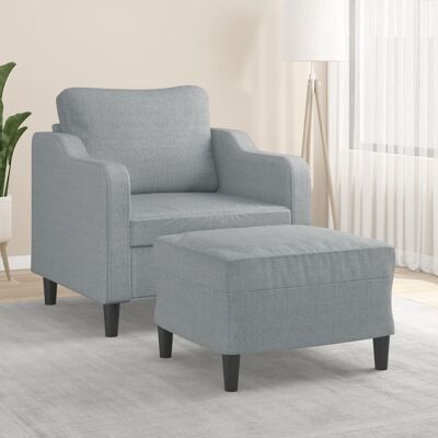 Sillón VIDAXL con Taburete - Tela Gris Claro Sillón VIDAXL con Taburete - Tela Gris Claro