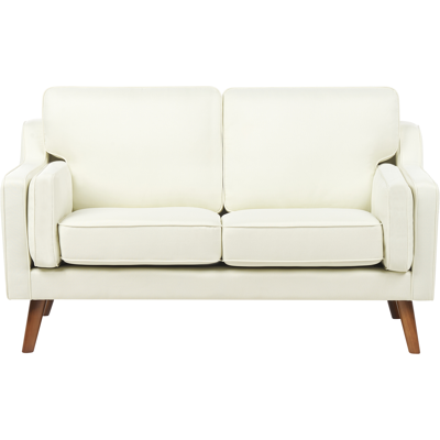 Sofá 2 plazas Beliani Blanco - Tela Estilo Mid-Century Sala de Estar Sofá 2 plazas Beliani Blanco - Tela Estilo Mid-Century Sala de Estar