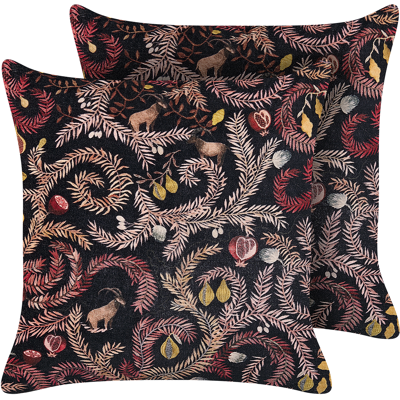 Conjunto de 2 Cojines de Terciopelo Negro y Rosa - Cojines Conjunto de 2 Cojines de Terciopelo Negro y Rosa - Cojines