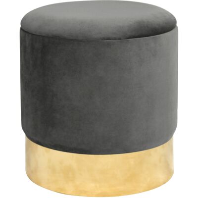 Puf Redondo De Terciopelo Con Almacenamiento Akord Golden Gris Puf Redondo De Terciopelo Con Almacenamiento Akord Golden Gris