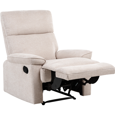 BELIANI Sillón Tapizado En Poliéster Con Reposapiés Estilo Moderno Beige Everton BELIANI Sillón Tapizado En Poliéster Con Reposapiés Estilo Moderno Beige Everton