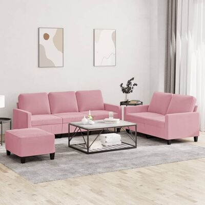 Conjunto de Sofás de Terciopelo Rosa vidaXL 3 Piezas Conjunto de Sofás de Terciopelo Rosa vidaXL 3 Piezas