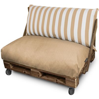 Happers - Cojín Para Palets Toldotex Beig Set: Asiento 120x80x20 (liso) + Respaldo 120x45x25 (rayado) Beige Happers - Cojín Para Palets Toldotex Beig Set: Asiento 120x80x20 (liso) + Respaldo 120x45x25 (rayado) Beige