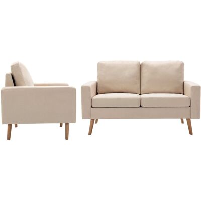 Conjunto de Sofás VIDAXL - Tela Crema 2 Piezas Conjunto de Sofás VIDAXL - Tela Crema 2 Piezas