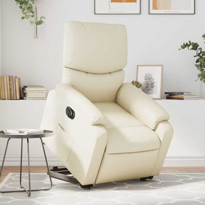 Sillón elevable y reclinable VIDAXL Crema - Cuero artificial Sillón elevable y reclinable VIDAXL Crema - Cuero artificial