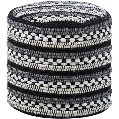 Beliani Pouffe Blanco y Negro de Algodón y Lana Trenzada Boho - Puf Beliani Pouffe Blanco y Negro de Algodón y Lana Trenzada Boho - Puf