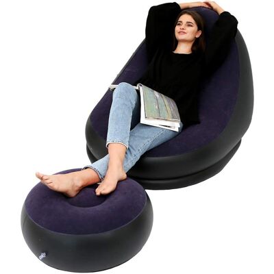 OEM Sofá Hinchable Y Reposapiés Para Exteriores - Plegable (azul) OEM Sofá Hinchable Y Reposapiés Para Exteriores - Plegable (azul)