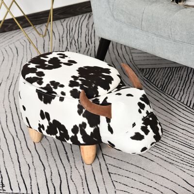REDOM Ottomana Con Almacenaje En Forma De Vaca, 62x35x36 Cm, Asiento Acolchado, Madera, Negro REDOM Ottomana Con Almacenaje En Forma De Vaca, 62x35x36 Cm, Asiento Acolchado, Madera, Negro