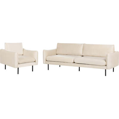 Conjunto de sala de estar beige claro de terciopelo Beliani - Estilo retro moderno Conjunto de sala de estar beige claro de terciopelo Beliani - Estilo retro moderno