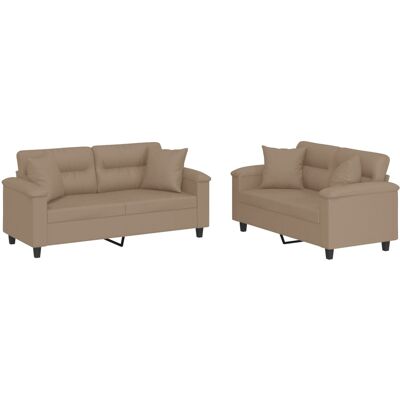 vidaXL Conjunto de Sofás 2 Piezas Cuero Sintético Capuchino vidaXL Conjunto de Sofás 2 Piezas Cuero Sintético Capuchino